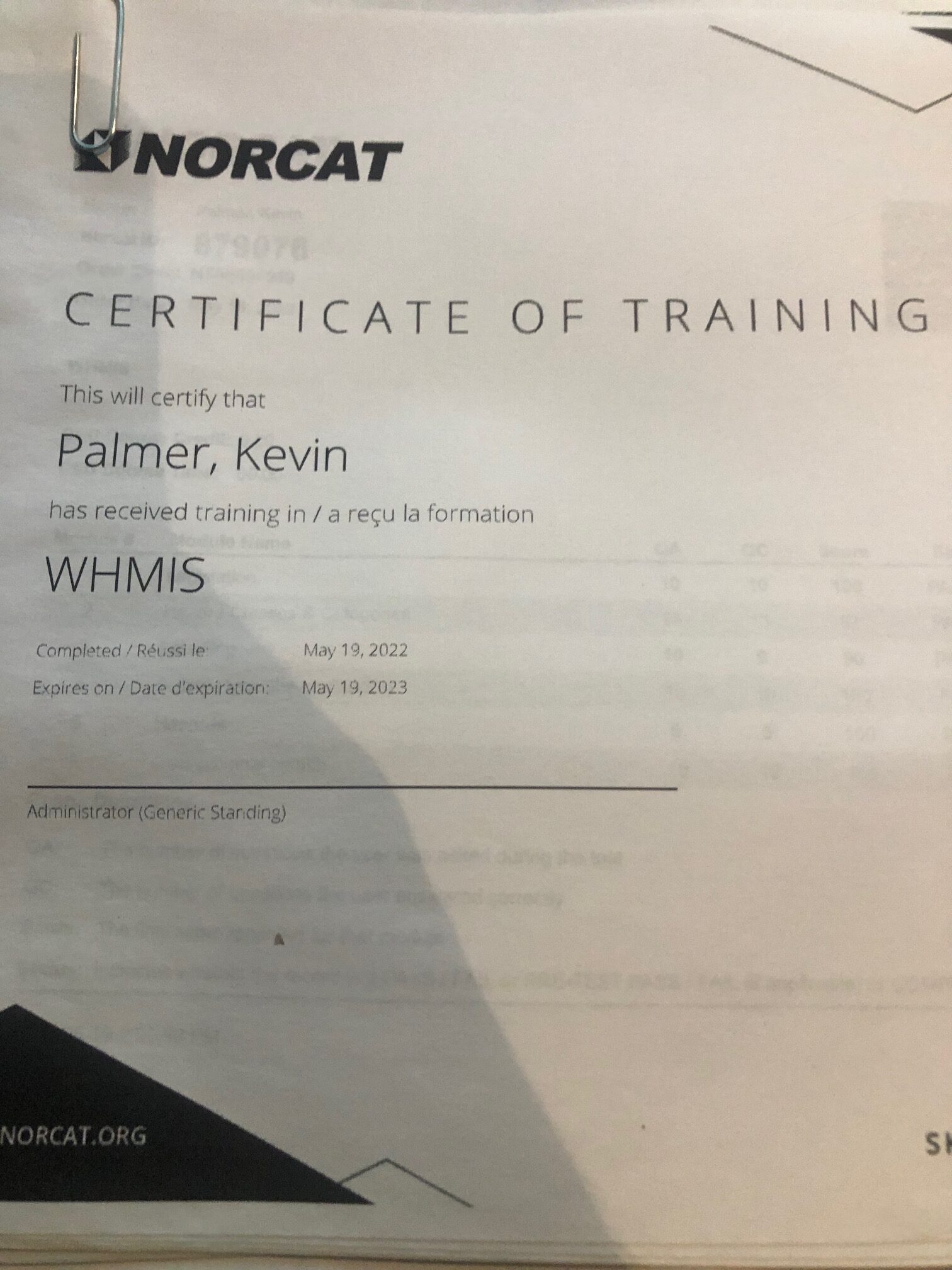 Norcat WHMIS