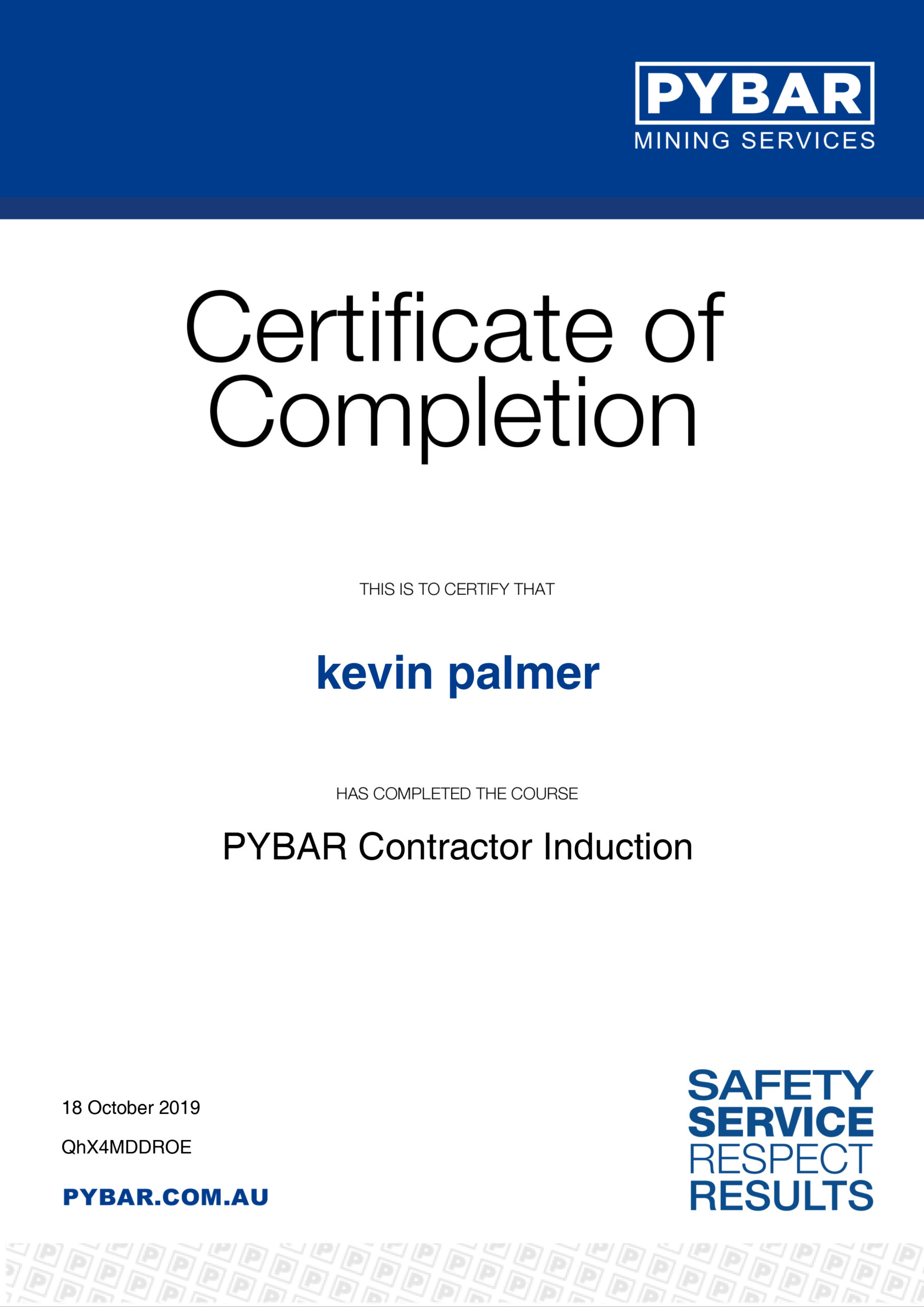 Completion Certificate